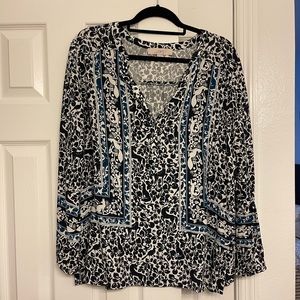 LOFT blue and white blouse XXL